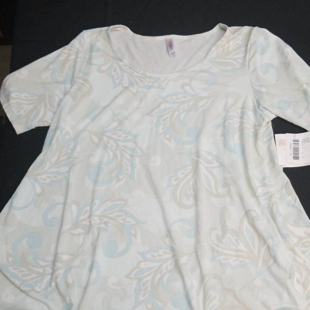 XL LulaRoe Perfect T NWT- Blue and Beige Paisley